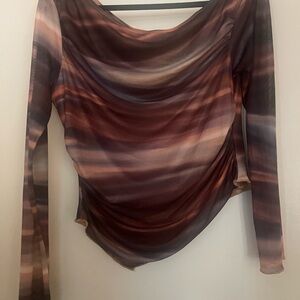Elegant Multicolor Asymmetrical Drape Top - Never Worn